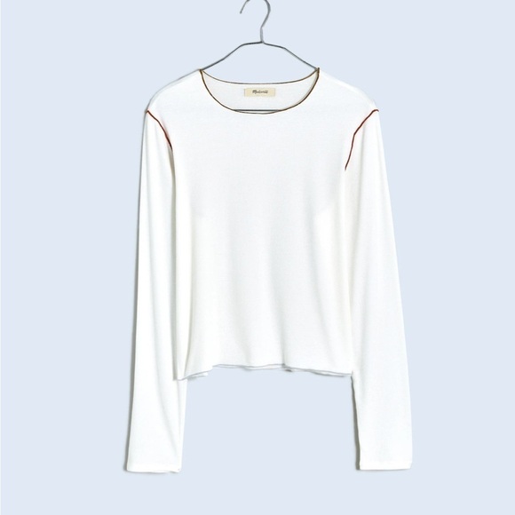 Madewell Contrast-Stitched Crewneck Crop Tee - Picture 6 of 7